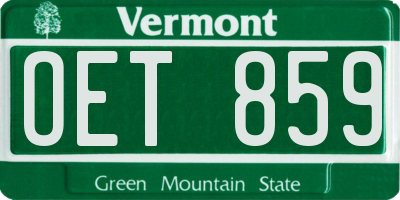 VT license plate OET859