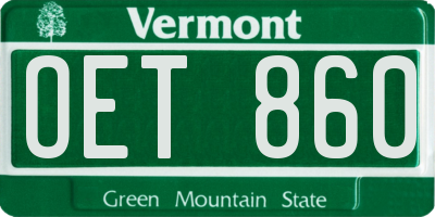 VT license plate OET860