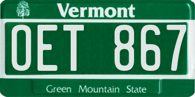 VT license plate OET867