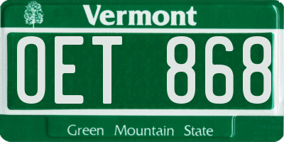 VT license plate OET868
