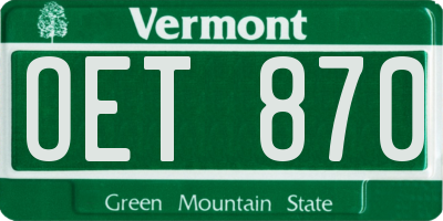 VT license plate OET870