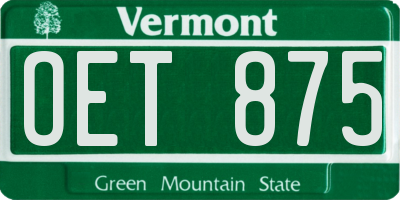 VT license plate OET875