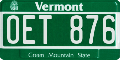 VT license plate OET876