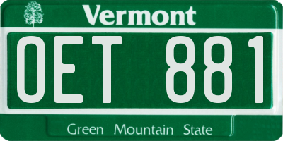 VT license plate OET881