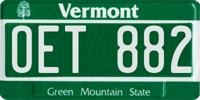 VT license plate OET882