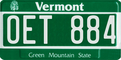 VT license plate OET884
