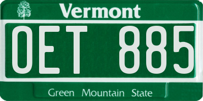 VT license plate OET885