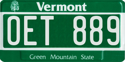 VT license plate OET889