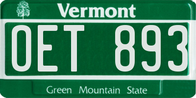 VT license plate OET893