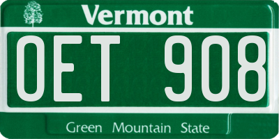 VT license plate OET908