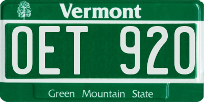 VT license plate OET920