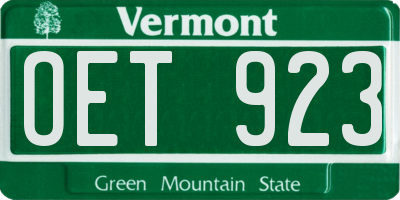 VT license plate OET923