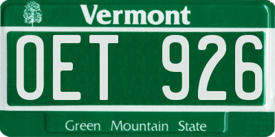VT license plate OET926