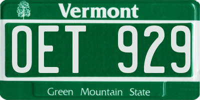VT license plate OET929