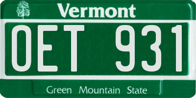 VT license plate OET931