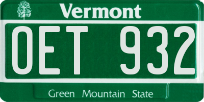 VT license plate OET932
