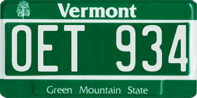 VT license plate OET934