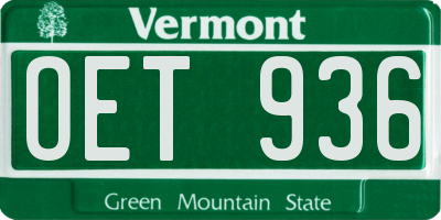 VT license plate OET936