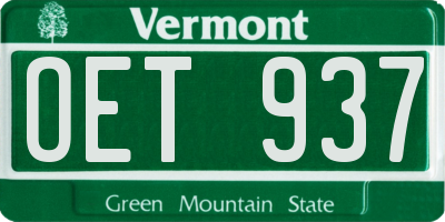 VT license plate OET937