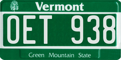 VT license plate OET938