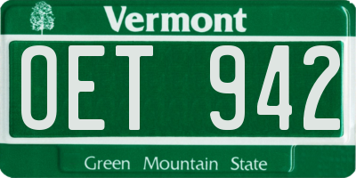 VT license plate OET942