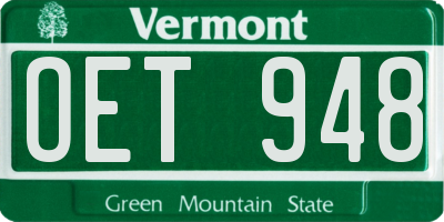 VT license plate OET948