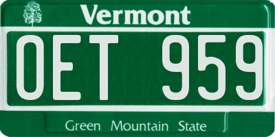 VT license plate OET959