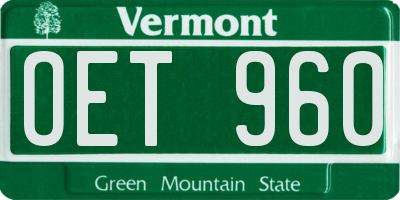 VT license plate OET960