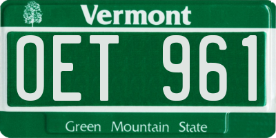 VT license plate OET961