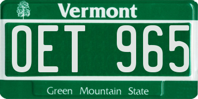 VT license plate OET965