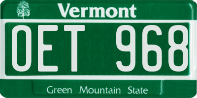 VT license plate OET968