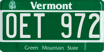 VT license plate OET972
