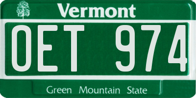 VT license plate OET974