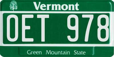VT license plate OET978