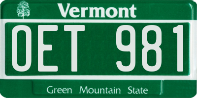 VT license plate OET981