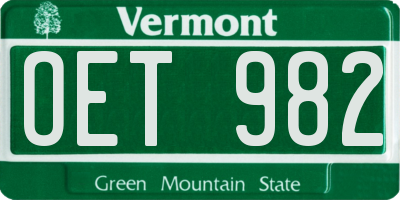 VT license plate OET982