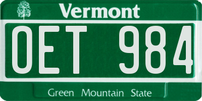 VT license plate OET984