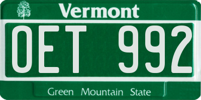 VT license plate OET992