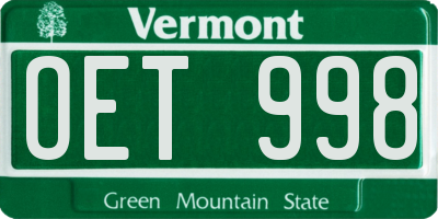VT license plate OET998