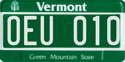 VT license plate OEU010