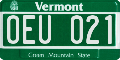 VT license plate OEU021