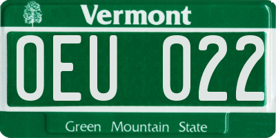 VT license plate OEU022