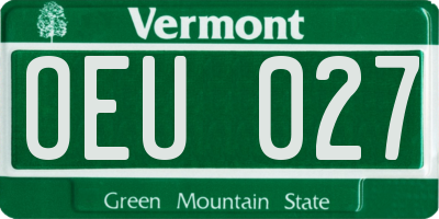 VT license plate OEU027