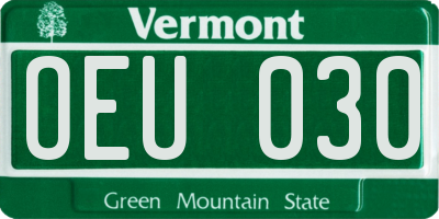 VT license plate OEU030