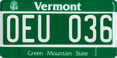 VT license plate OEU036