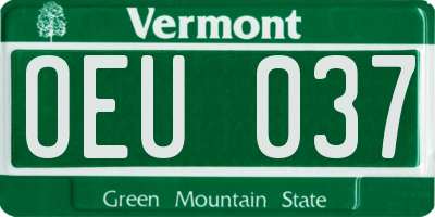 VT license plate OEU037