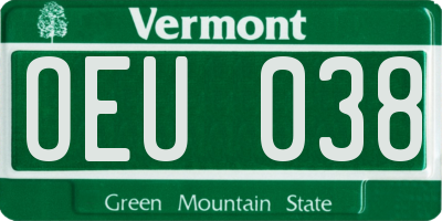 VT license plate OEU038