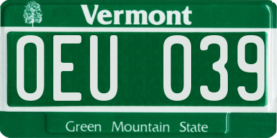 VT license plate OEU039