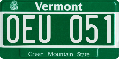 VT license plate OEU051