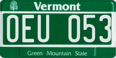 VT license plate OEU053